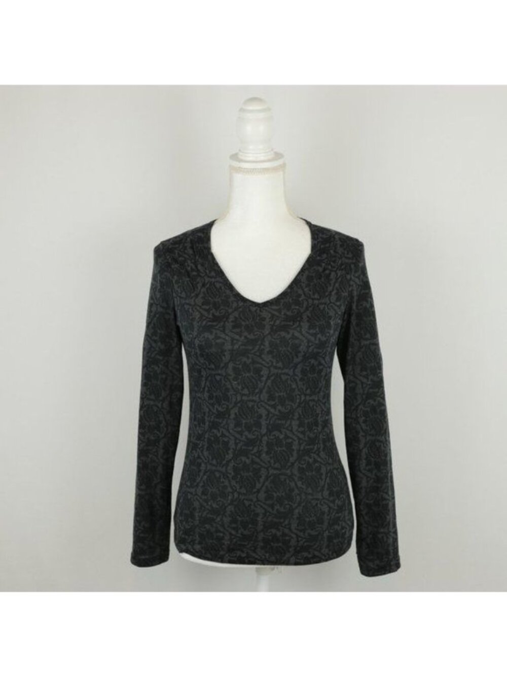 Exofficio Dri-Release Women's XS Black Gray Floral Burnout Long Sleeve Blouse